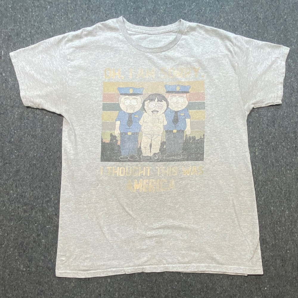 South Park Randy Marsh Shirt L Mens Gray Graphic Tee I Thought This Was America